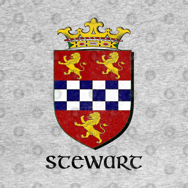 Stewart Name / Faded Style Family Crest Coat Of Arms Design by feck!